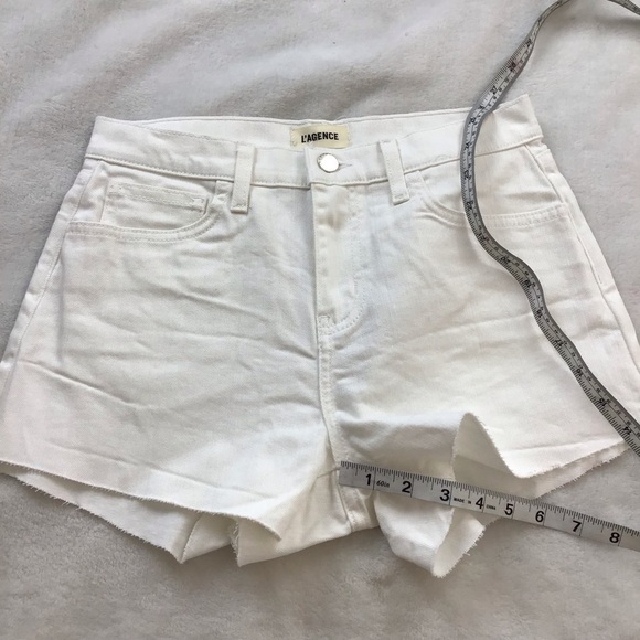 NWT L’AGENCE White High Rise Denim Cutoff Shorts Raw Hem Size 25 - Picture 7 of 8
